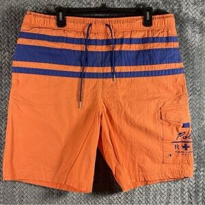 Polo by Ralph Lauren Men's Swim Trunks, Size Medium , Orange and Navy
